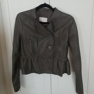 Grey Faux Leather Jacket